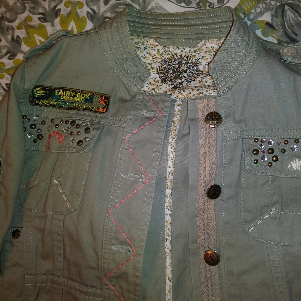 Green Army Patchwork Jacket